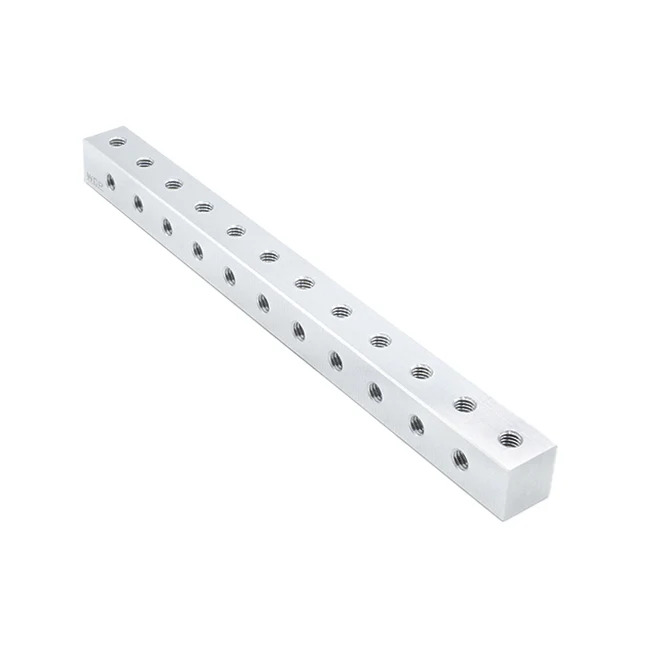 6" L  x 0.5" x 0.5" Aluminum Nutstrip (#10-32, 0.500" Spacing)